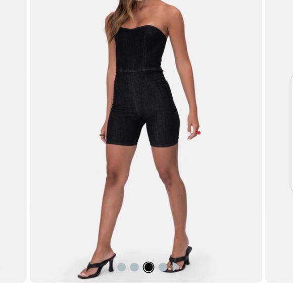 ADIKA Vibe Strapless Denim Biker Romper - Picture 2 of 7
